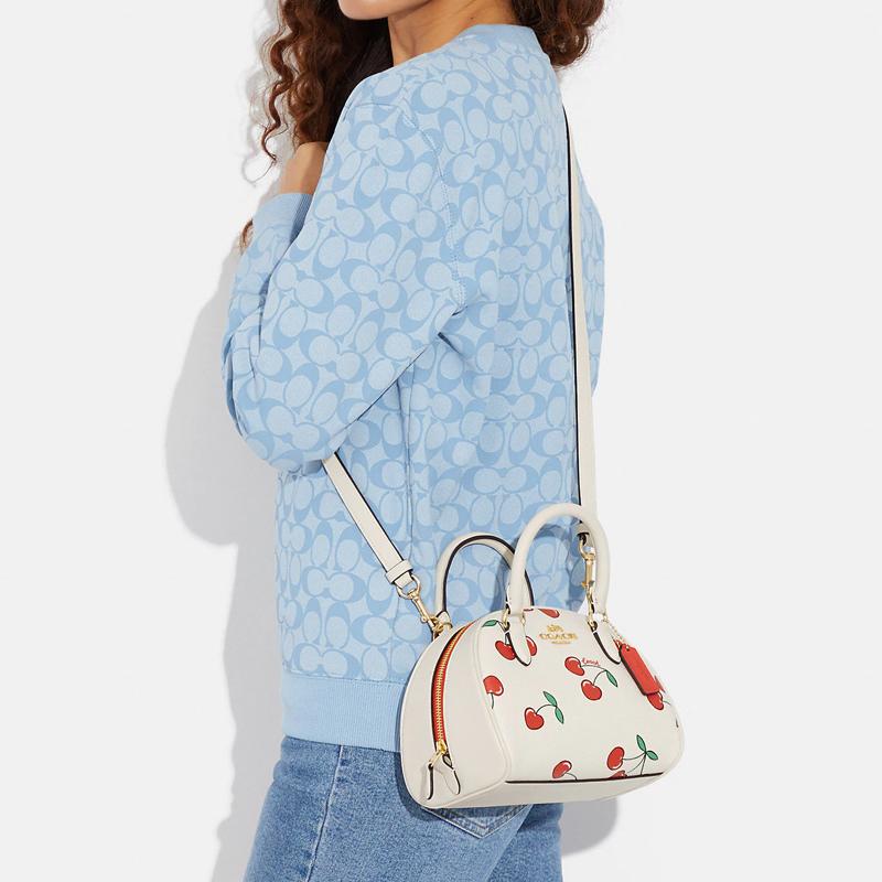 New COACH Sydney Canvas With Leather Shoulder Bag Crossbody Bag Handbag Small Size Women's White CF421-IMCAH