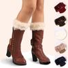 Winter Womens Ladies Knitted Boot Cuffs Fur Knit Toppers Boot Socks Leg Warmers