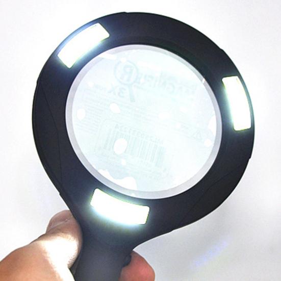 Увеличительное стекло с 3 лампами Многофункциональная портативная 3-кратная лупа Ручная лупа с подсветкой для пожилых людей Чтение осмотра монет Ювелирные изделия