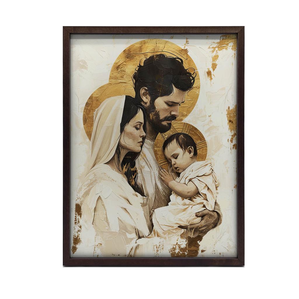 The Holy Family Poster: Love, Faith, Faithfulness Poster Holy Family: Love, Faith, Fidelity, 40X50 Cm, Gold Aluminum Frame, 230 Gsm Matte Paper