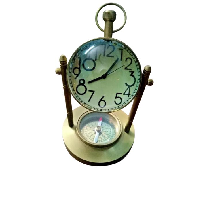 Старинный латунный письменный стол/настольные часы/часы с компасом в морском стиле в викторианском стиле в Лондоне