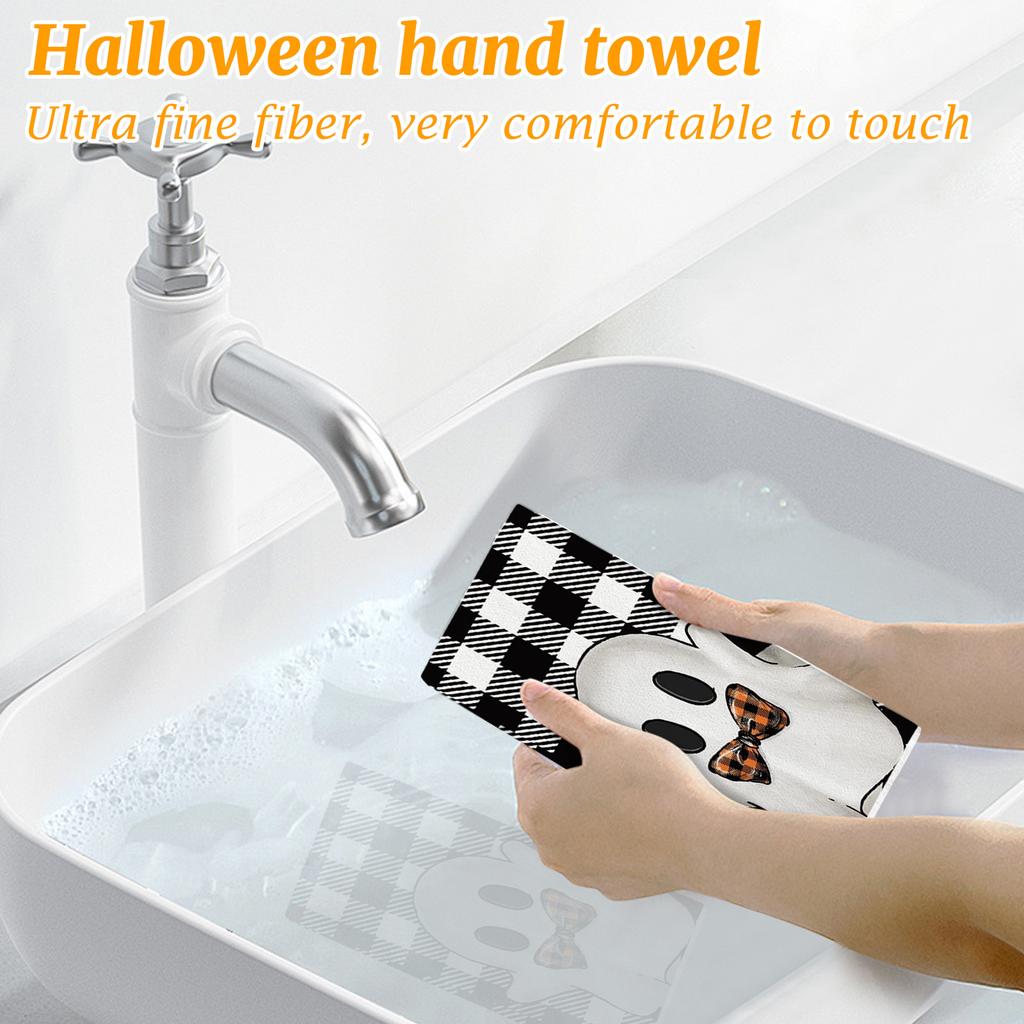 Microfiber Halloween Pumpkin Festival Green Elf/ Printed Towel Kitchen Washing Hand Towel Face Towel