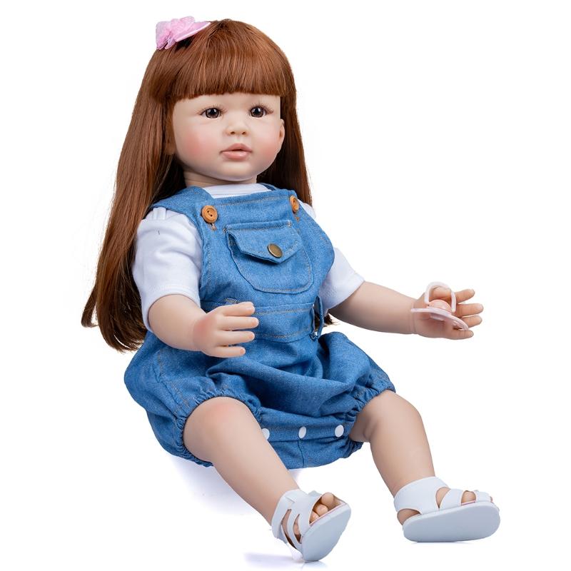 23'' Мягкая кукла для девочки Reborn, имитация, милая, тяжелая, реалистичная, с прошитыми волосами, на день рождения новорожденного