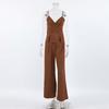 Womens Vintage Brown Sleeveless Top Long Pants Set Office Commute 2-Piece Outfit