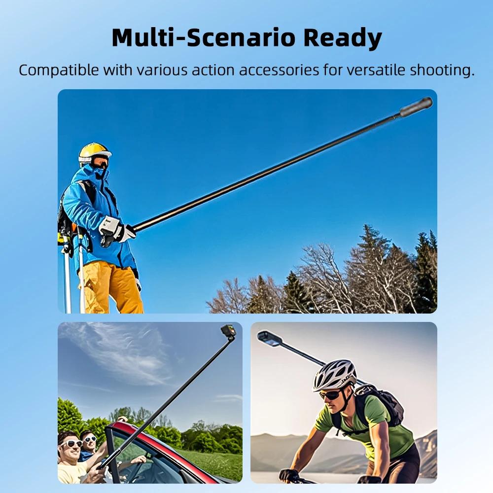 Flymile Невидимая палка для селфи, Удлиненная длинная штанга 1,3 м / 51,18 дюйма для аксессуаров для камеры Insta360 X5/X4, Регулируемая удлиненная штанга