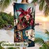 Vintage Floral Frame Theme Quick Dry Beach Towel Custom Name Text Print Large Sand Resistant Towel Beach Vacation