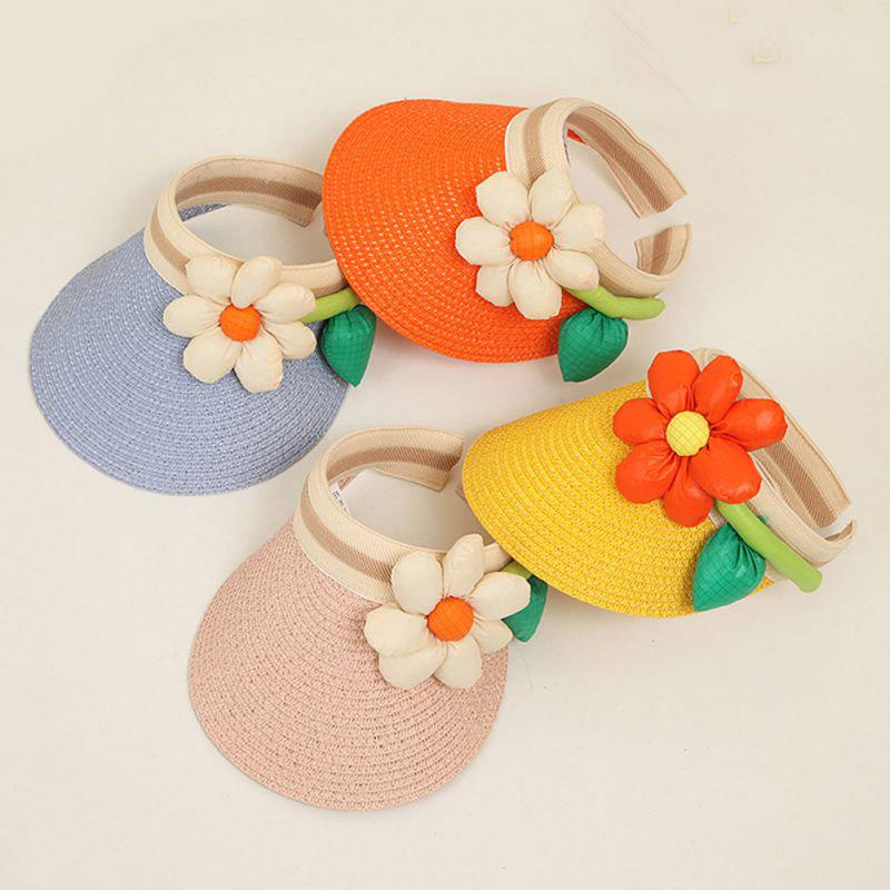 Пустой цилиндр, сладкий и милый цветок, зонтик с большими полями для маленьких девочек