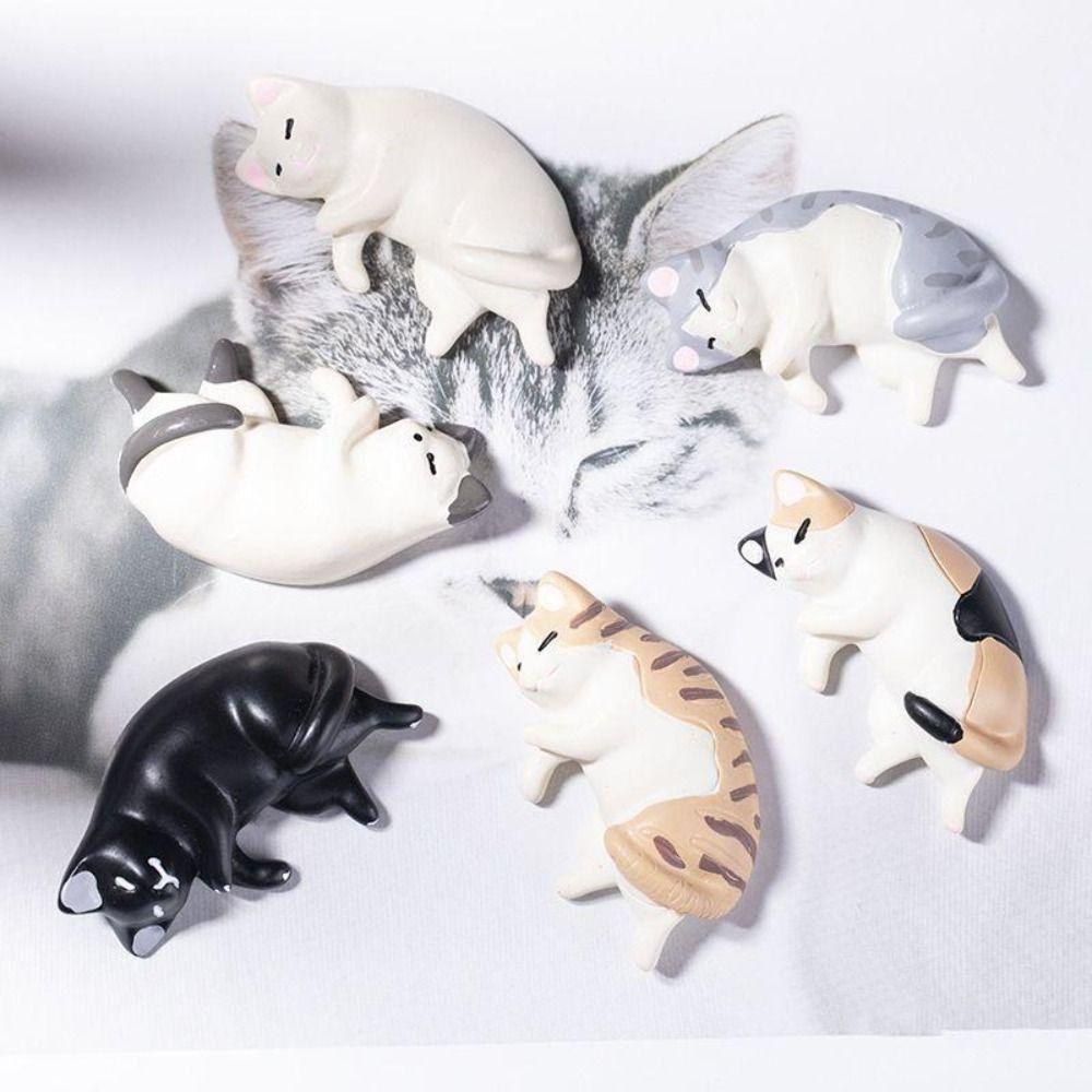 Cute Simulated Cat Fridge Ornaments Simulation Lazy Cat Miniatures Cat Resin Accessories Car