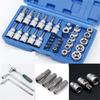 Набор торцевых головок Torx и E-Torx (звездочка) 34 шт. Привод 1/4" 3/8" 1/2" Наружные Внутренние Защитные биты E-torx Ручной инструмент