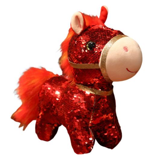 Sequin Horse Doll National Style Fabric Auspicious Meaning Zodiac Horse Theme Doll Traditional Crafted Pony Toy