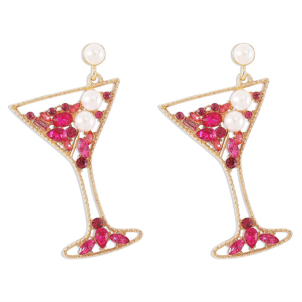 Fashion New Personality Trend Goblet Earrings Creative Design Geometric Diamond Earrings