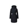 Athletics Hooded Basic Waist Cinched Solid Color Warm Mid-Length Down Jacket Women Outerwear Deep-Black A11W245909F-BK