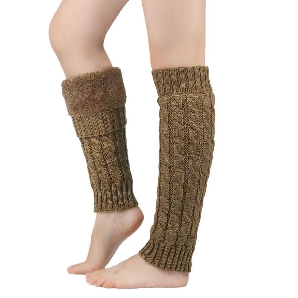 Double-Layered Women Leg Warmers Twist Pattern Ankle Warmer Knitting Leg Warmers  Autumn Winter