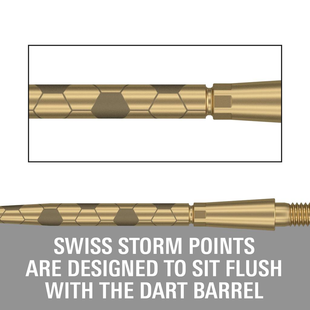 Мишени для дартса Swiss Storm ONYX Стальные наконечники 35 мм Золотые - 3 шт. Сменные наконечники для дартса для игры с высокой точностью