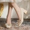 Модная фея Женские туфли на высоком каблуке Свадебные туфли Французский стиль Свадебные туфли Тапочки для подружек невесты Летний сезон Балетки