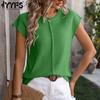 Women's Fashion Casual Summer Spring Solid Color Print Short Sleeve O-Neck Blouses & Shirts