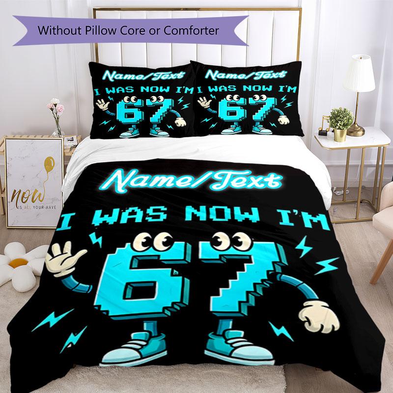 3PC Custom Name Anniversary Celebration Bedding Set Printed Bedding Set Duvet Cover Closure Includes 1 Duvet Cover & 163 Pillowcases for Bedroom