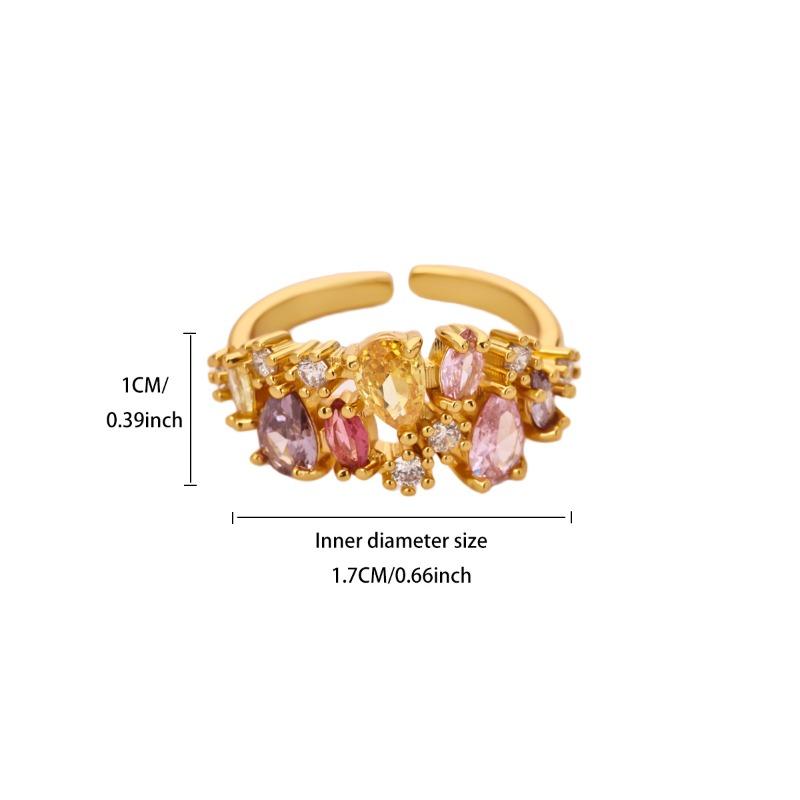 Full diamond ring Fashion temperament Open zircon group setting Luxury diamond ring
