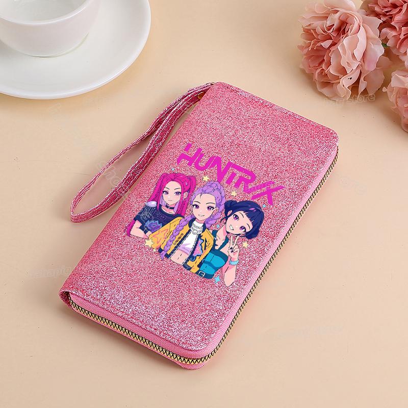 Высококачественный KPop Охотники на демонов длинный кошелек женский блестящий кошелек на молнии с пайетками из ПУ кожи кошелек для монет держатель для удостоверения личности женский клатч кошельки
