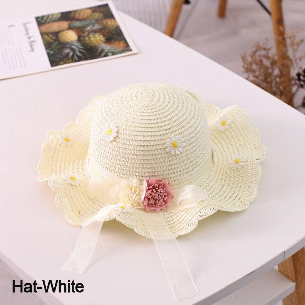 Мальчики Девочки С Сумочкой Панама Шляпа Соломенная Шляпа Летняя Детская Шляпа Солнцезащитный Козырек Цветок Воздухопроницаемая Шляпа