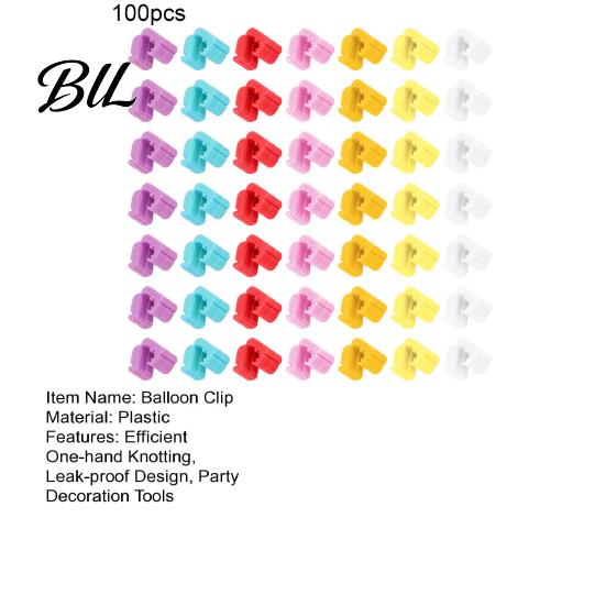 Balloon Flower Clips 100Pcs Knot Tying Tool, Plastic Clip Sealer for Party Fastener Decor, Quick Seal Wedding Birthday, Reusable Closure Supplies