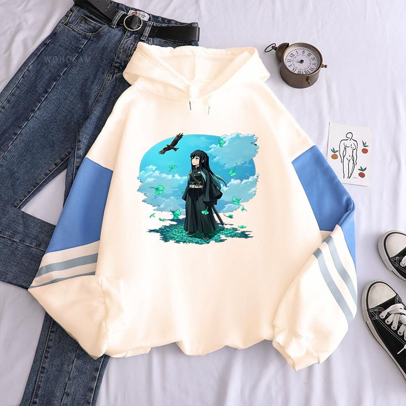 Printed Slayer Muichirou Demon Tokitou Hoodies Kawaii Trend Printed Plus Size Hooded Tops Winter Warm Comfortable Sweatshirts