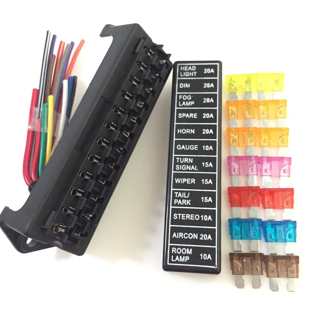 Universal Fuse Box Fuse Holder Flat Fuse Car Parts Electronic Parts Car Electrical Parts (12 Pieces)