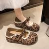 New Spring Leopard Print Mary Jane Shoes Women's Flat-soled Single Shoes Retro Versatile Casual Shoes Soft-soled Beanie Shoes Women