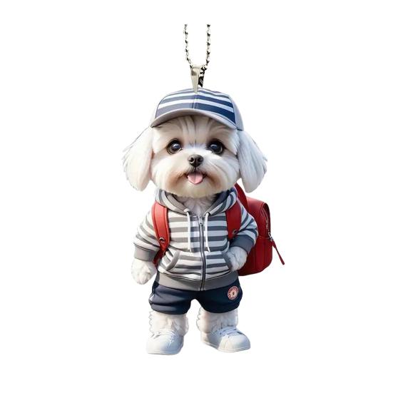 Рождественский кулон в виде зеркала заднего вида, подвесное украшение со шнурком, легко подвешивается, устойчив к выцветанию, подвеска в виде собаки, украшение на рождественскую елку