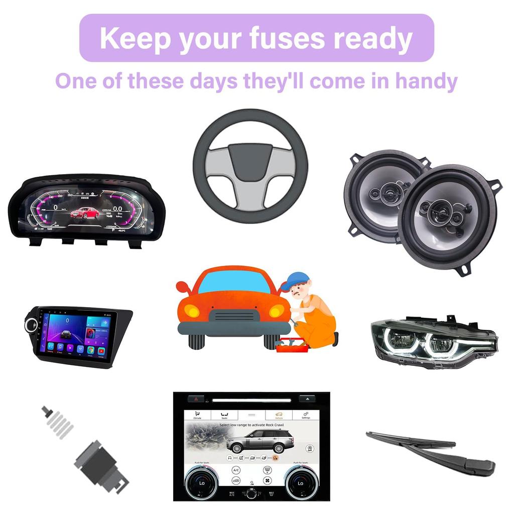 Набор из 50 автомобильных предохранителей, стандартного и мини-размера, профессиональный улучшенный смешанный