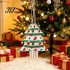 Flannel Christmas Decorations Tree Shaped Drawstring Gift Bags, Xmas Hanging Treat Sacks, Seasonal Home Decor Holiday Candy Small Storage Pouches for