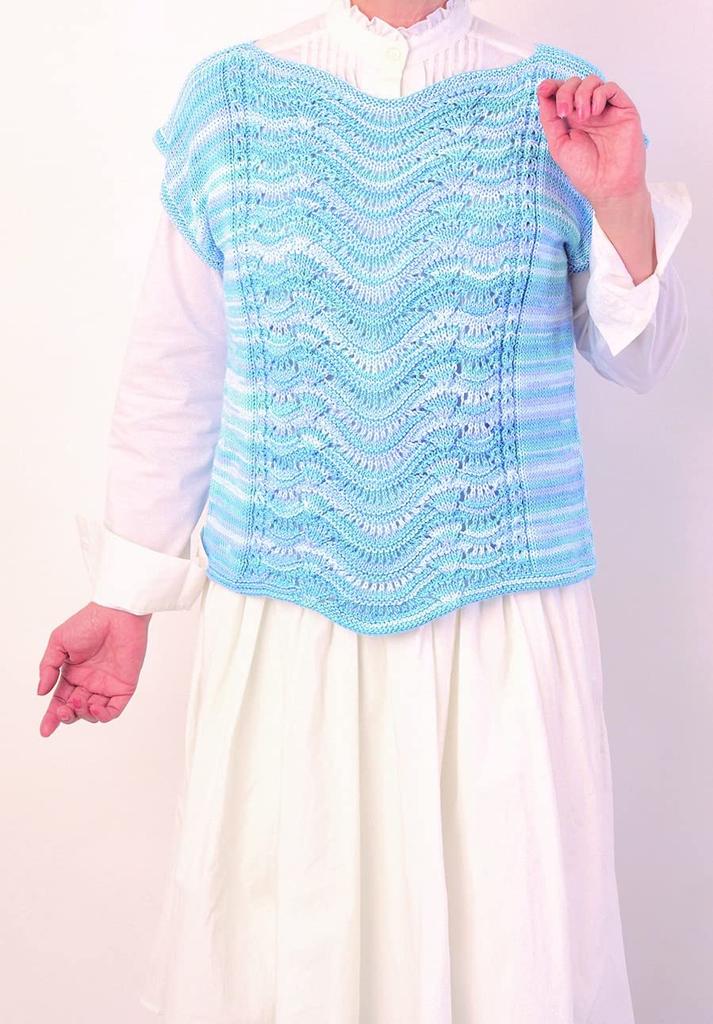 Hamanaka Washed Cotton Gradient Yarn Medium Thick Light Blue 40g 102m Set of 5 Balls 2333 Col.302 Approx.