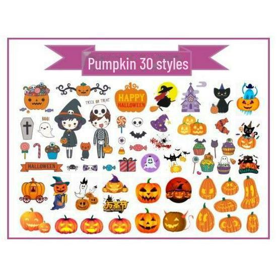 Детские наклейки-татуировки с героями мультфильмов на Хэллоуин — милые тыквы, привидения, черепа, водонепроницаемые и прочные