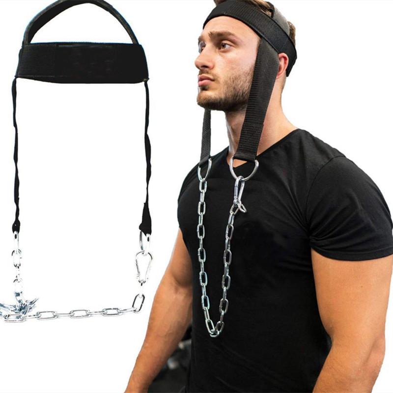1pc Head and Neck Training Harness with Chain - Strengthen Neck and Chin Muscles with Weight Lifting Exerciser Straps