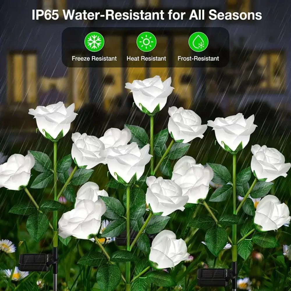 Уличный солнечный садовый светильник на солнечной батарее, реалистичный фонарь в виде солнечных роз, освещение газона