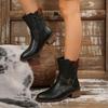 Модные замшевые ботинки до середины икры с ремешком с пряжкой для женщин Весна Осень Боковая молния Модная женская обувь Гладиатор Толстый средний каблук Ботильоны