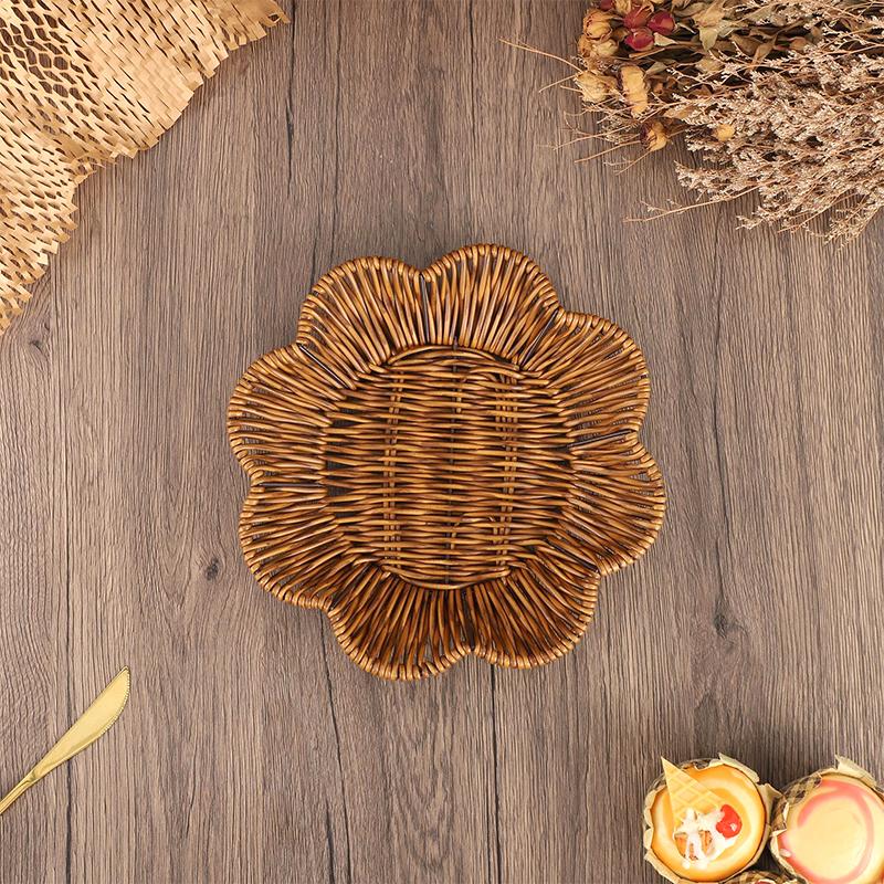 1 шт. Корзина для хранения, органайзер, фруктовая тарелка, поднос для еды ручной работы, закуски, имитация лозы, реквизит для фотосъемки, аксессуары