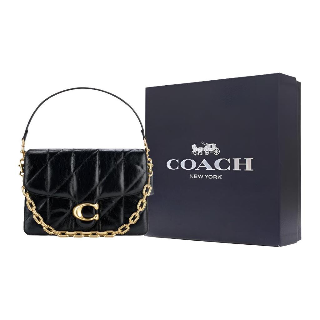 Coach Chain Tabby 30 Logo Flap Top Handle Crossbody Bag Women handbags Black CAF54-B4BK