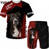 Летние мужские забавные футболки/шорты/костюмы с 3D принтом собаки Pitbull Rottweiler, мужские спортивные костюмы, футболки с графикой, короткие штаны, комплекты из 2 предметов