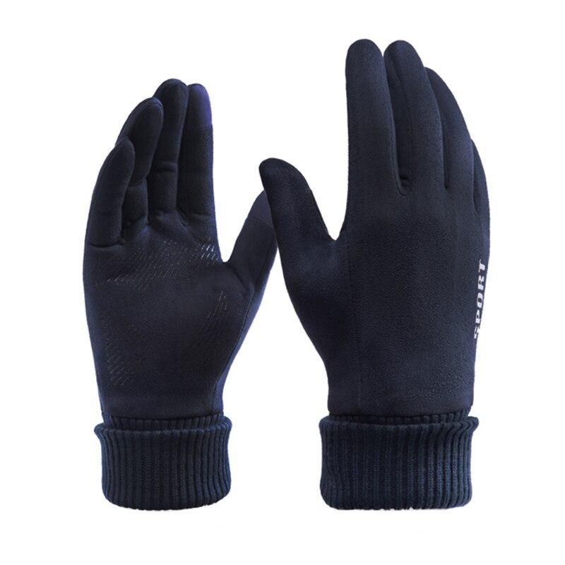 Зимние мужские перчатки, уличные теплые перчатки с сенсорным экраном для езды на мотоцикле, мужские замшевые ветрозащитные перчатки с полным пальцем