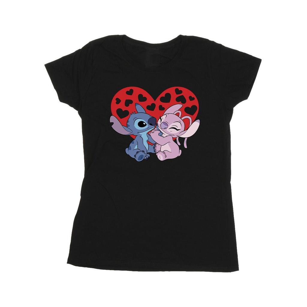 Disney Womens/Ladies Lilo & Stitch Hearts Cotton T-Shirt