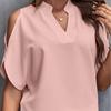 Женская шифоновая блузка с открытыми плечами, летние однотонные повседневные топы с v-образным вырезом