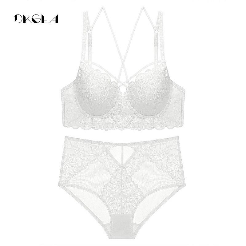 DKGEA Сексуальный комплект нижнего белья, белый бюстгальтер, кружевной женский бюстгальтер пуш-ап
