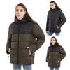 Heated Cotton Coat Hooded Long Sleeve Zipper Placket Jacket Waterproof Windproof 3-Level Temperature Adjustment