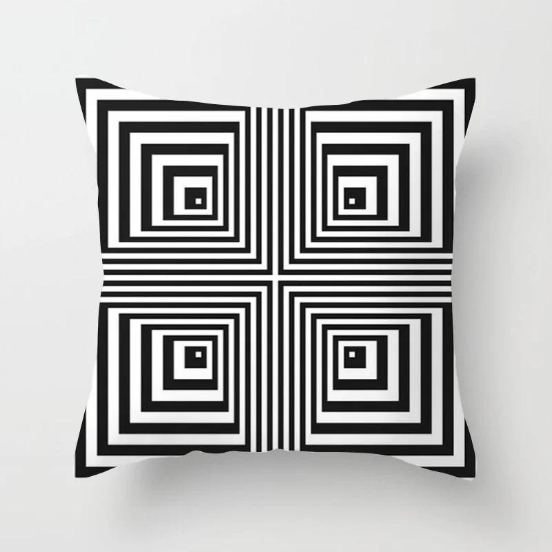 Black Geometric Pattern Pillowcase Office Living Room Home Pillowcase Car Ornaments