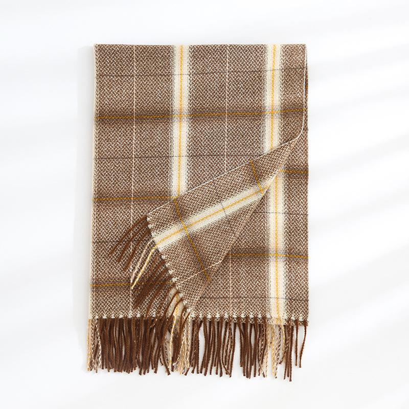 Корейская версия нового кашемирового двустороннего клетчатого шарфа, женский утолщенный и удлиненный теплый шарф-шаль двойного назначения