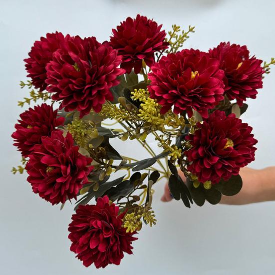 Искусственный букет хризантем, искусственные цветы с гибкими стеблями, реалистичные искусственные цветы для дома, свадьбы