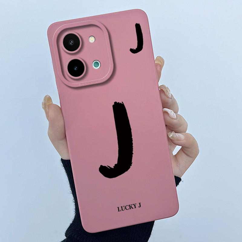 Чехол для Vivo Y28 4G Простые буквы Полная защита Задняя крышка для Vivo Y 28 Funda Мягкий жидкий силикон Защита от падения Оболочка для телефона