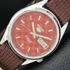 ВИНТАЖНЫЕ АВТОМАТИЧЕСКИЕ ЧАСЫ SEIKO 5, ОТРЕСТАВРИРОВАННЫЕ, ЯПОНИЯ, МУЖСКИЕ, ЦИФЕРБЛАТ КРАСНОГО ЦВЕТА a440415-4 Sk-a440415