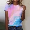 Новая женская уличная модная футболка Dreamy Star 3D Printed Short Sleeve Универсальный повседневный свободный топ с круглым вырезом Женская одежда